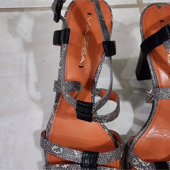 Via Spiga snakeskin python chunky block heels‎ sandals size 9 - Picture 6 of 8